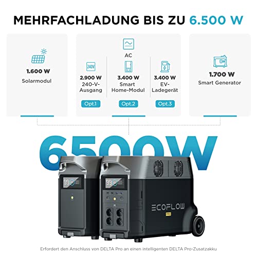 EF ECOFLOW Delta Pro Smart Zusatzakku, 3.600 Wh Kapazität, Delta Pro erweiterbar auf bis zu 10,8 kWh