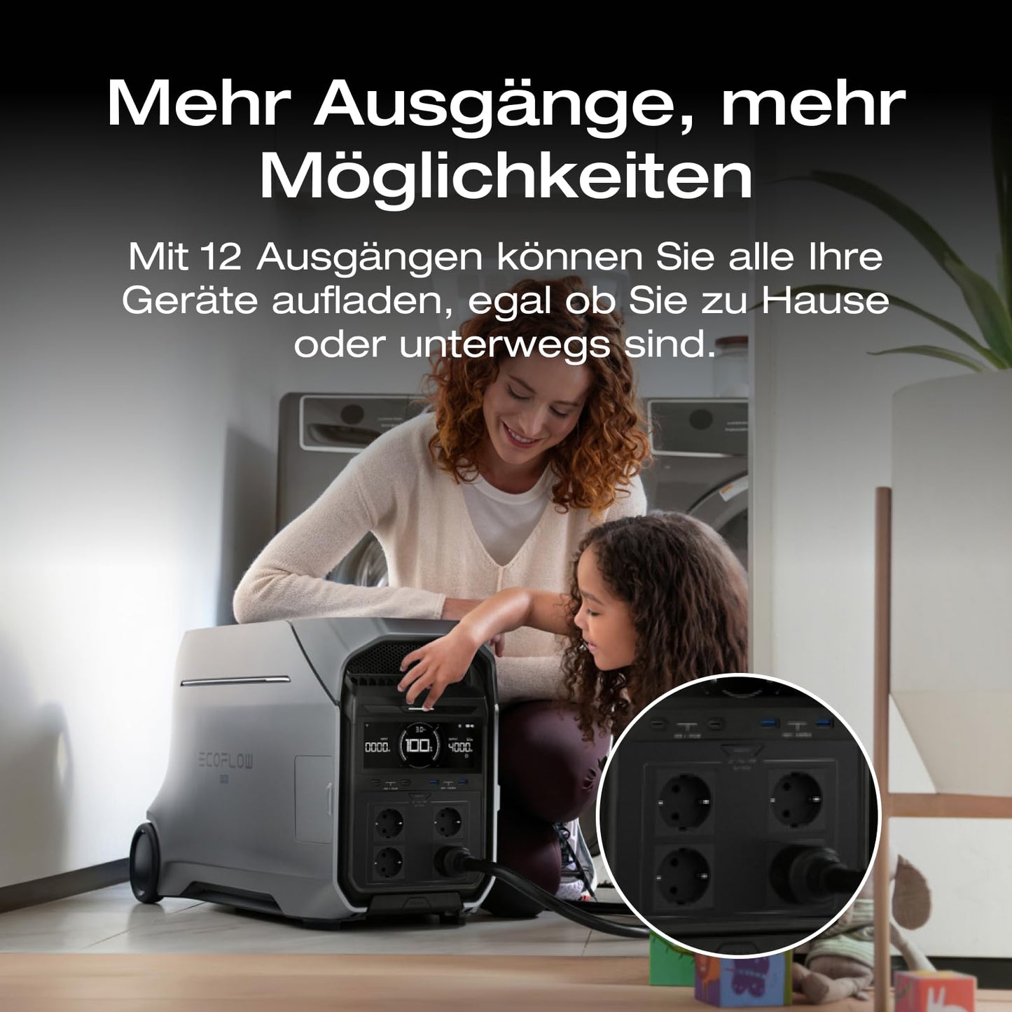 EF ECOFLOW DELTA Pro 3 Tragbare Powerstation, 4096Wh LFP-Batterie, erweiterbar auf 12 kWh, 4000W AC Ausgang