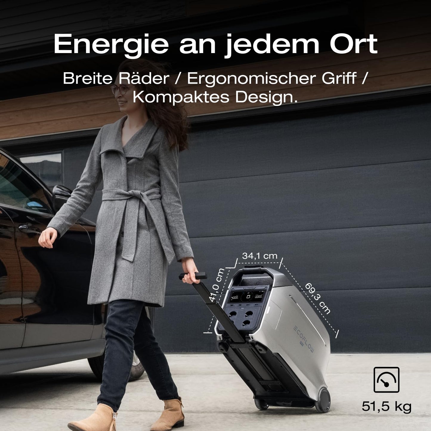 EF ECOFLOW DELTA Pro 3 Tragbare Powerstation, 4096Wh LFP-Batterie, erweiterbar auf 12 kWh, 4000W AC Ausgang