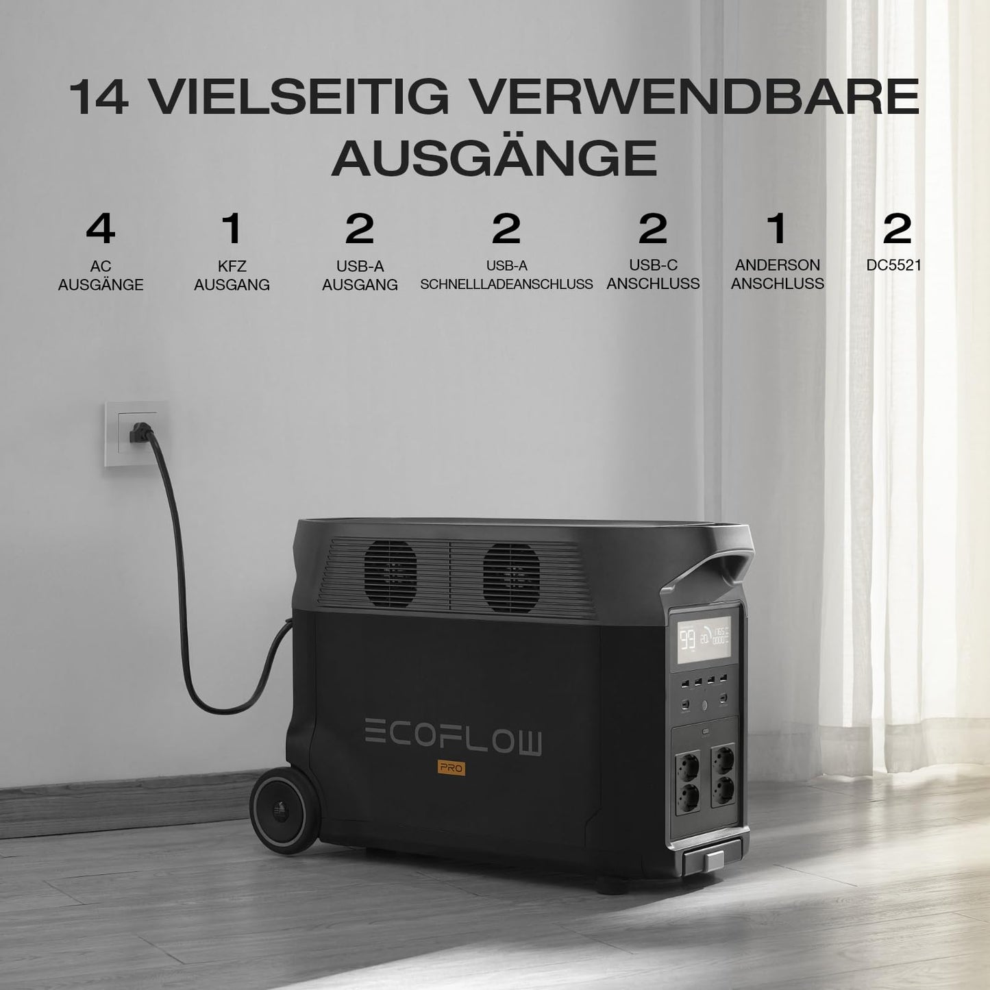 EF ECOFLOW DELTA Pro tragbare Powerstation 3600Wh, Solar Generator LiFePO4