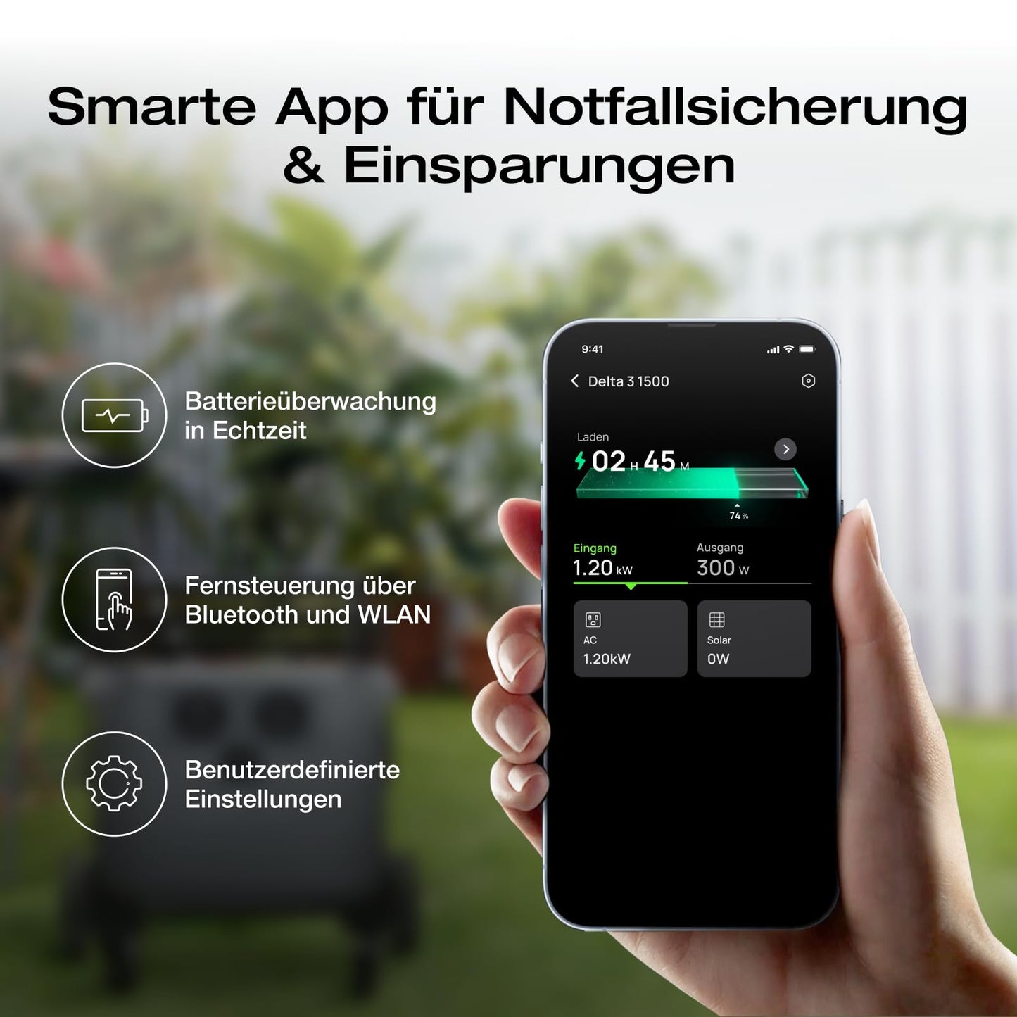 EcoFlow Tragbare Powerstation DELTA 3 1500 mit intelligentem Zusatzakku DELTA 3, LiFePO4 Batterie, max. Ausgang 2200 W