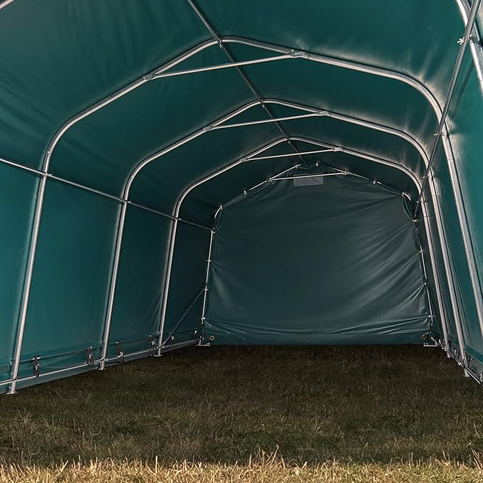 3,3x4,8m Weideunterstand, PVC-Plane, dunkelgrün, Erdbefestigung