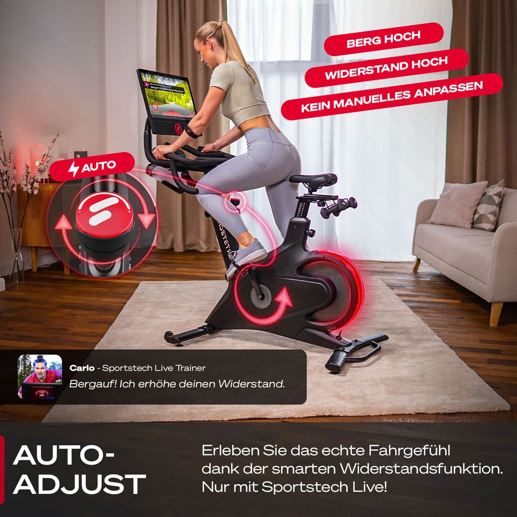 Sportstech Speedbike sBike | 21,5" Touch-Display | LED-Feedback | Kurse
