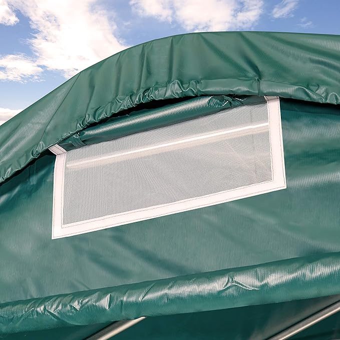 3,3x4,8m Weideunterstand, PVC-Plane, dunkelgrün, Erdbefestigung