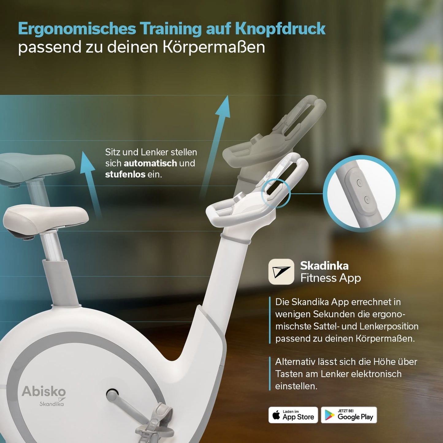 Skandika Ergometer Abisko – Automatische Körpergrößenanpassung, App-Steuerung, 36 Widerstandsstufen