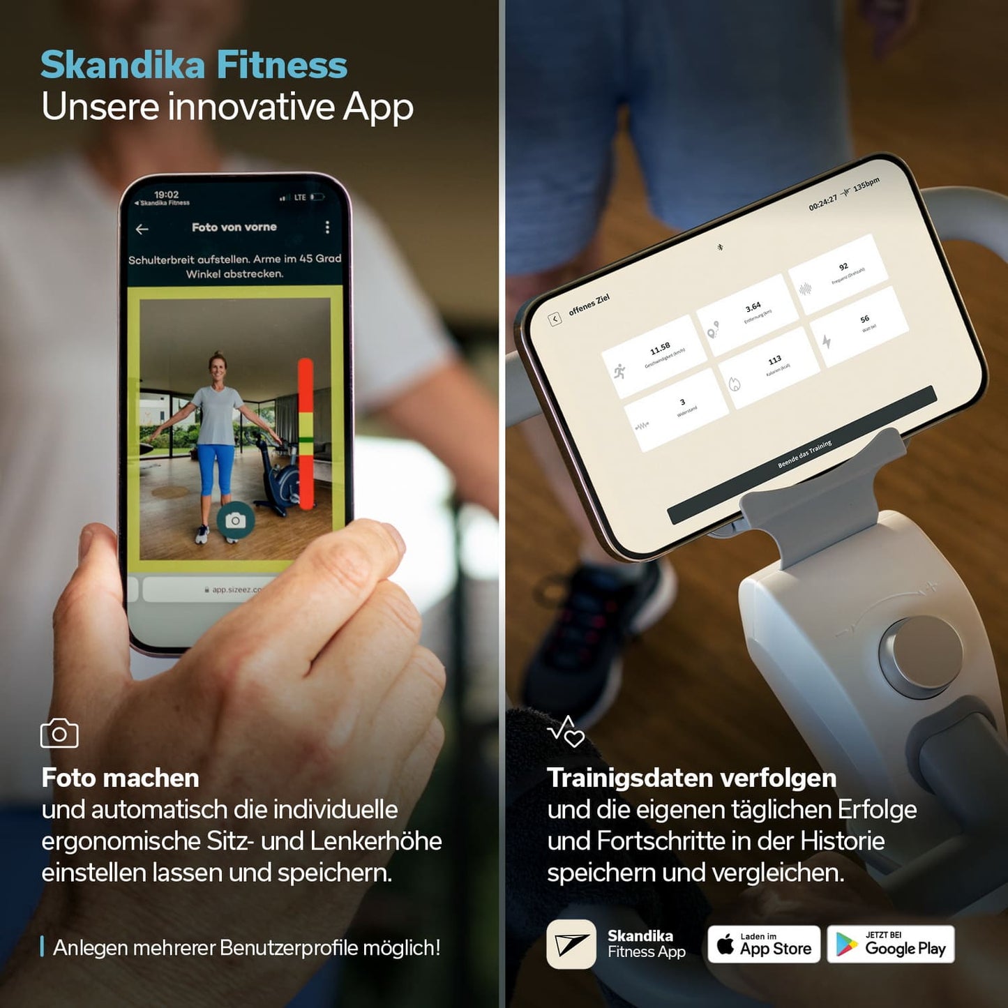 Skandika Ergometer Abisko – Automatische Körpergrößenanpassung, App-Steuerung, 36 Widerstandsstufen