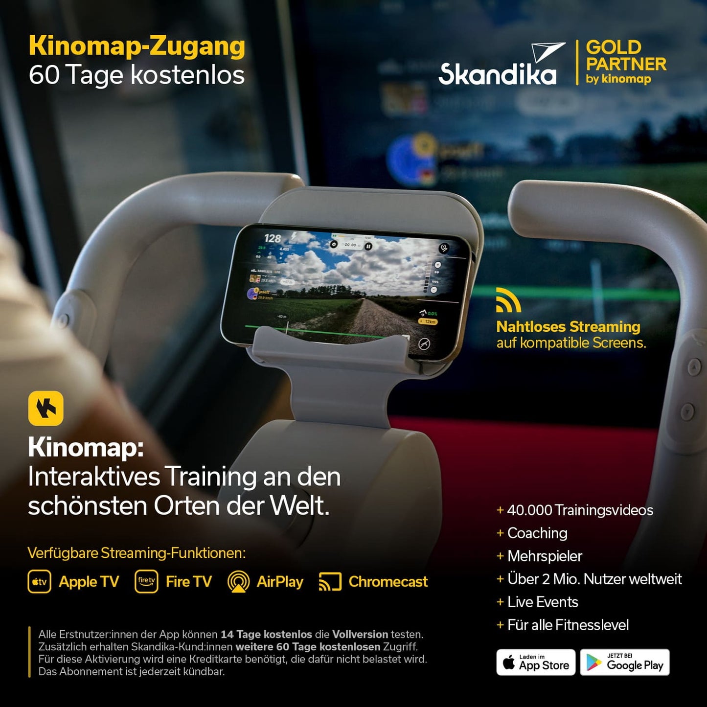 Skandika Ergometer Abisko – Automatische Körpergrößenanpassung, App-Steuerung, 36 Widerstandsstufen