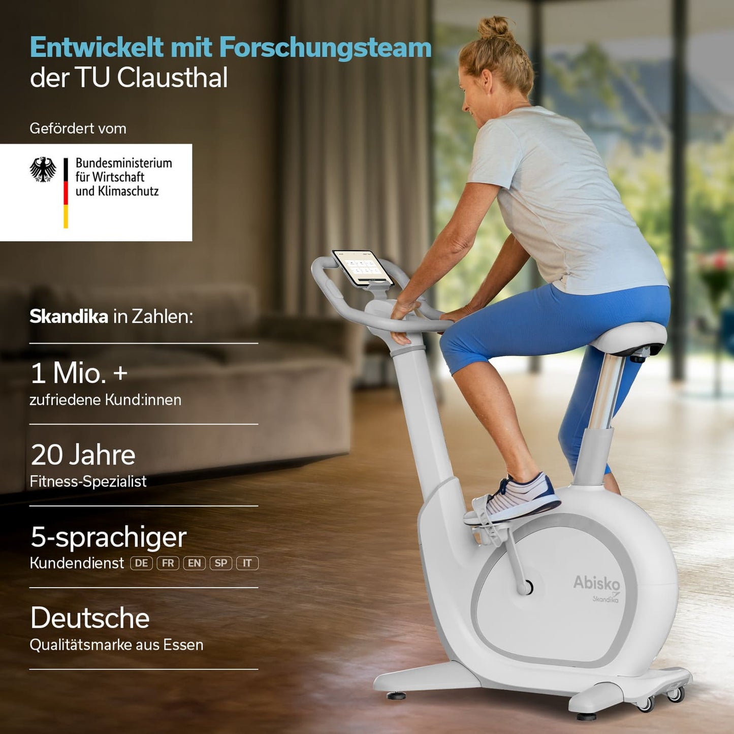 Skandika Ergometer Abisko – Automatische Körpergrößenanpassung, App-Steuerung, 36 Widerstandsstufen