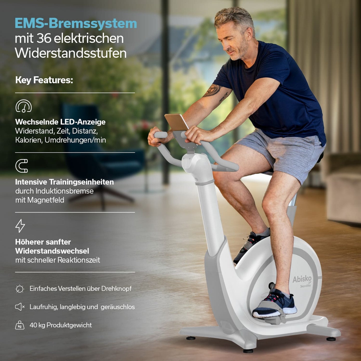 Skandika Ergometer Abisko – Automatische Körpergrößenanpassung, App-Steuerung, 36 Widerstandsstufen