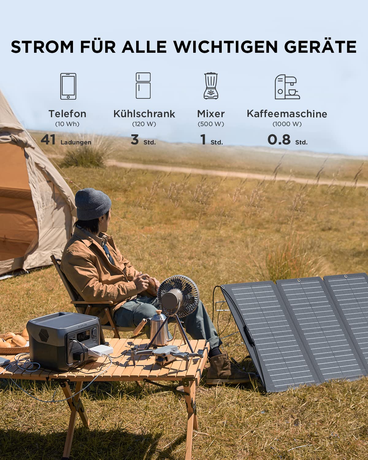 EF ECOFLOW Tragbare Powerstation RIVER 2 MAX, 512 Wh Solargenerator mit LiFeP04, Schnellladung in 1 Stunde, bis zu 1000 W