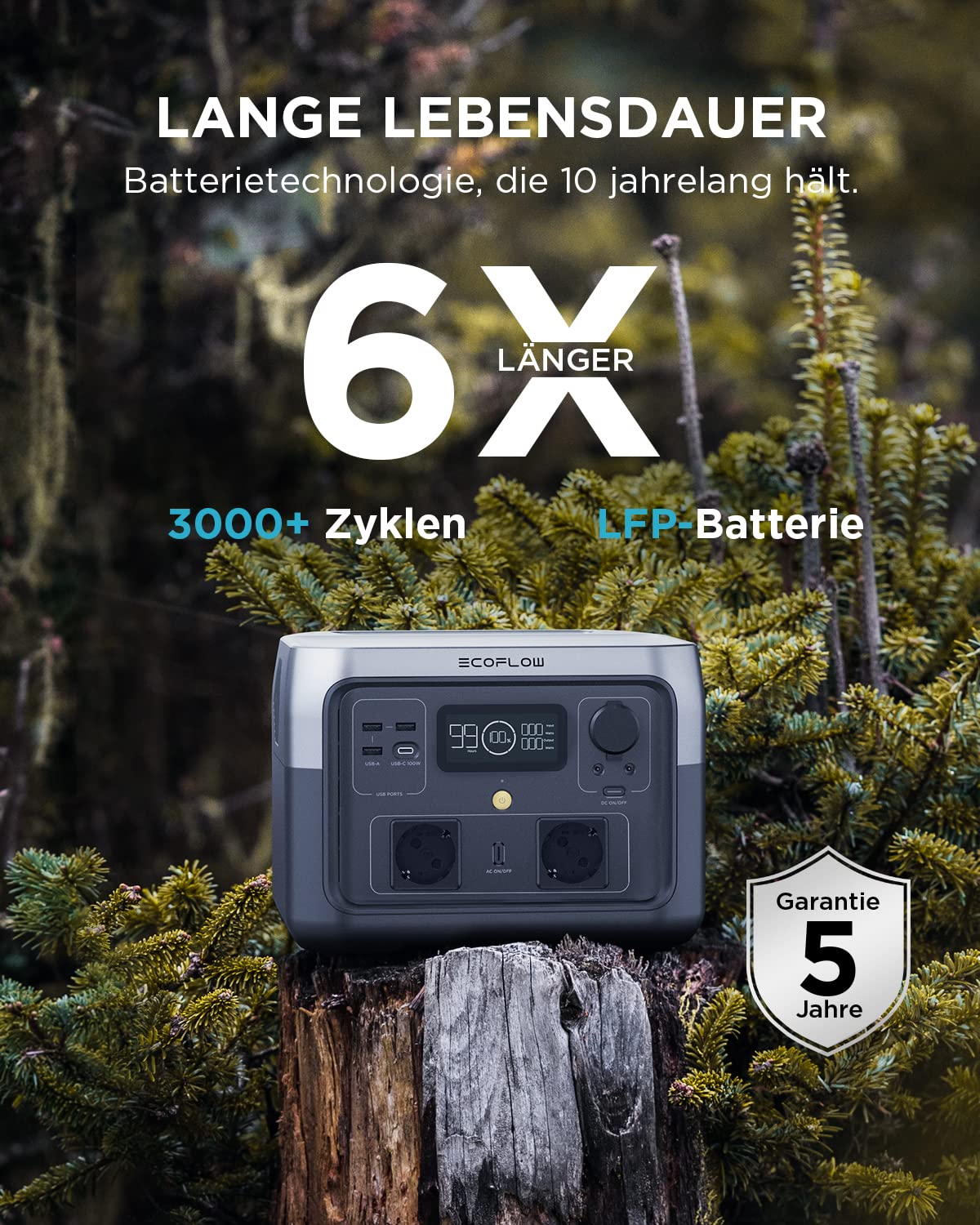EF ECOFLOW Tragbare Powerstation RIVER 2 MAX, 512 Wh Solargenerator mit LiFeP04, Schnellladung in 1 Stunde, bis zu 1000 W