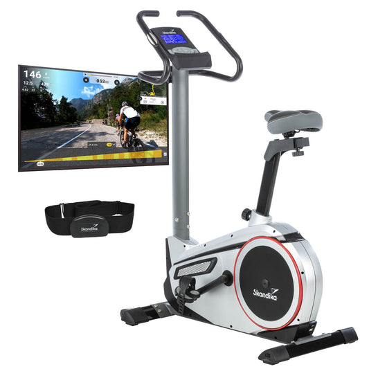 Skandika Morpheus Ergometer – App-Steuerung, Street-View-Funktion, 24 Widerstandsstufen für interaktives Heimtraining